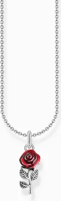 Image de Chaîne, Pendentif Rose Rouge, Argent, L45