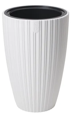 Produktbild von Mika Slim 30 cm runder Blumentopf mit Einsatz | Weiß