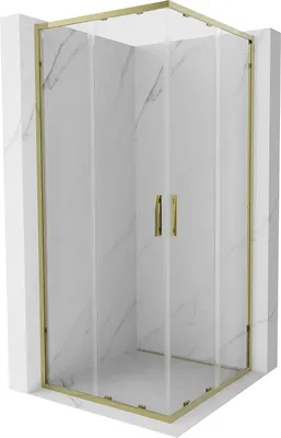 Obrázek produktu pro Mexen Exo čtvercová posuvná sprchová kabina 95 x 95 cm, transparentní, zlatá - 8111-095-095-50-00