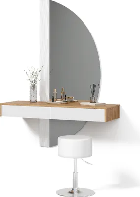 Image de Coiffeuse Livinity Ascona Blanc avec éclairage LED et tabouret, Model 52422