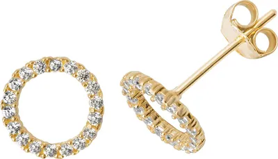 Produktbild von Klassische 9 Karat (375) Gold Damen - Paar Ohrstecker mit Zirkonia - 7mm*7mm; TRS27097