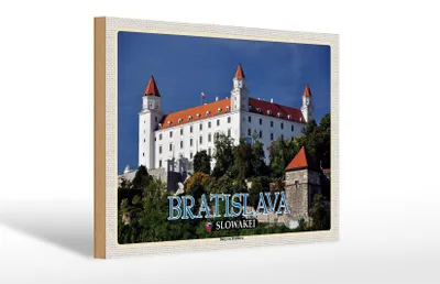 Produktbild von Holzschild Reise 30x20cm Bratislava Slowakei Burg von Bratislava