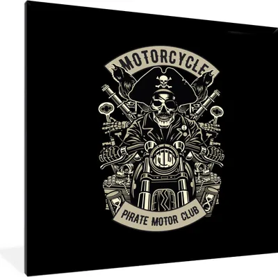 Produktbild von MuchoWow® MuchoWow® Gerahmtes Poster Motor - Skelett - Pirat - Vintage 40x40 cm - Poster mit zchwarzem Bilderrahmen - Mit Rahmen - Wanddekoration Schlafzimmer
