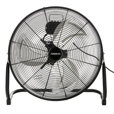 Obrázok produktu pre Podlahový ventilátor AREBOS 50 cm, podstavný ventilátor, veterný stroj, ventilátor, 3 stupne rýchlosti, vysoký prietok vzduchu, nastaviteľný uhol sklonu 100°, čierny