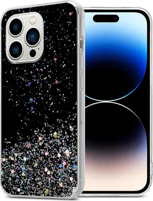 Immagine prodotto di Cadorabo Custodia per Apple iPhone 14 PRO MAX Custodia protettiva in nero Custodia per cellulare Custodia in TPU Custodia Glitter Cover Glitter