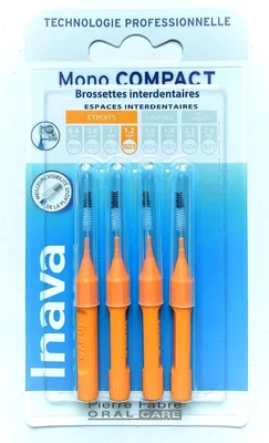 Image de Brosses interdentaires de 1,2 mm, lot de 4, de couleur orange, pour le nettoyage des espaces entre les dents
