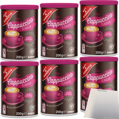 Produktbild von Gut & Günstig Cappuccino Classico Instant 6er Pack (6x200g Packung) + usy Block