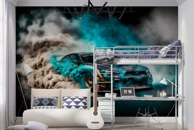 Produktbild von DECO WALLS Fototapete Kinderzimmer Auto - Außergewöhnliche Haltbarkeit XXL 260x390 cm