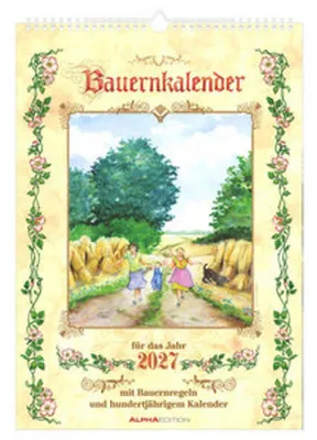 Produktbild von Neumann Bauernkalender 2027, A3 (29,7 x 42 cm), farbenfroh, mit Bauernregeln, 100-jährigem Kalender, Notizfeld, Ringbindung