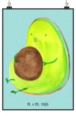 Produktbild von Mr. & Mrs. Panda Bild Avocado Pfeifen DIN A2 - Türkis Pastell - Geschenk, Plakat, Deko, wanddeko, Diät, Abnehmen, drucke, Wandbild, Schwanger