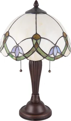 Image de Clayre & Eef Lampe de table Tiffany Ø 30x50 cm Beige Vert Verre Fleurs