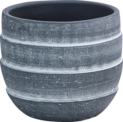 Produktbild von Dehner Übertopf Eneas, handgefertigter Indoor Blumentopf, Ø außen 21 cm / innen 18.2 cm, Höhe 18 cm, Keramik, grau