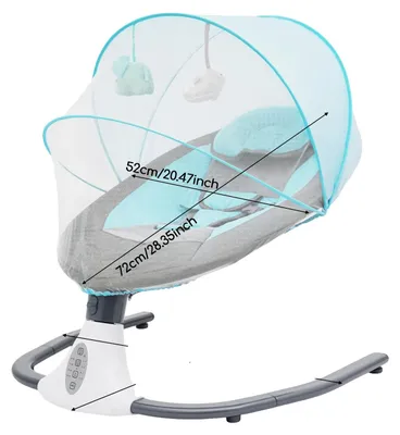Image de Berceau pour bébé, fauteuil oscillant électrique avec télécommande, minuterie réglable, couleur bleue