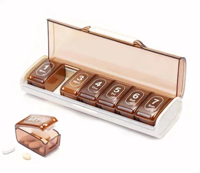 Obrázek produktu pro Krabička na tablety na 7 dní s velkými přihrádkami, bez BPA, přenosná, vhodná pro vitamíny a léky