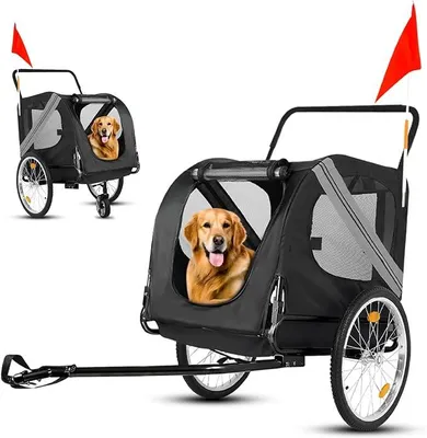 Imagen del producto de Remolque para bicicleta 2 en 1 con asiento para bebé, hasta 35 kg, plegable, color
