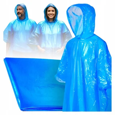 Produktbild von Regenponcho - Regenmantel - Regenjacke Blau - 130x125cm - Wasserdicht - Uni