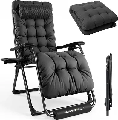 Imagen del producto de Silla reclinable plegable, apta para un peso máximo de 180 kg, tumbona de jardín con cojín, color