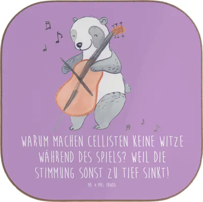 Produktbild von Mr. & Mrs. Panda Tassenuntersetzer Cello Witz Verdorben - Lavendeltraum - Geschenk, Streichinstrument, Musiker, Lernen, Untersetzer für Gläser, Coaster, Musikinstrument