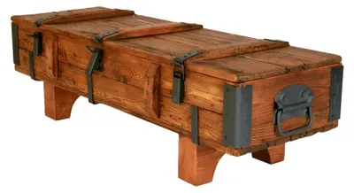 Produktbild von Truhe Tisch im Shabby Chic aus Holz, Beistelltisch, Couchtisch, Länge 120 cm, Höhe 38 cm, Tiefe 39 cm