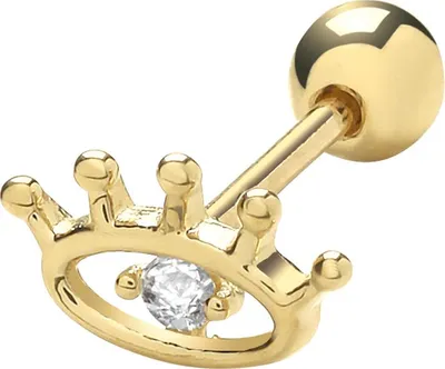 Produktbild von Funkelndes Feuer Funkige 9 Karat (375) Gold Damen - Einzel Knorpel Ohrstecker mit Zirkonia - 5mm*9mm; TRS26160