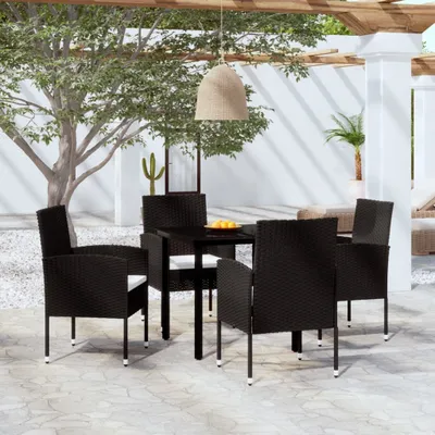 Produktbild von 5-tlg. Garten-Essgruppe - mit Tisch und Stühlen - Schwarz - Gartenmöbelset CC4598