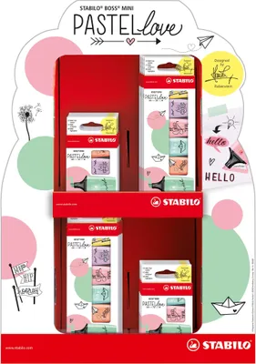 Obrázok produktu pre STABILO 07/72-07 STABILO zvýrazňovač BOSS MINI Pastel Love, 72 balení kartónový stojan