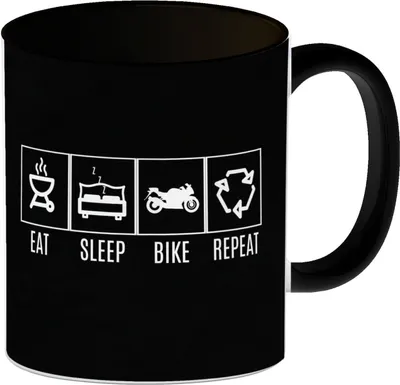 Produktbild von Eat, sleep, BIKE, repeat Kaffeebecher Schwarz Auf der Suche nach einem