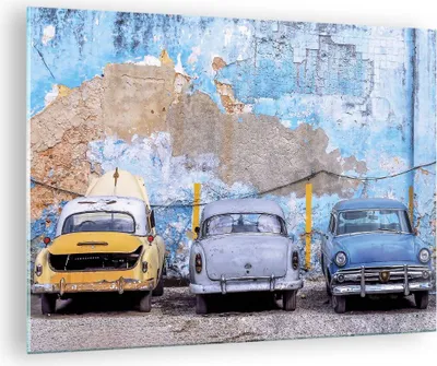Produktbild von Bilder auf glas - Einteilig - Havanna Oldtimer Autos - 70x50cm - Glasbilder - Wandbilder - Bilder - zum Aufhängen bereit - Wanddekoration aus Glas - Glas Bilder - Wandbild auf Glas - GAA70x50-4376