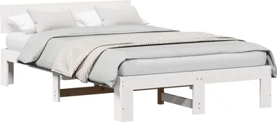 Obrázek produktu pro Rám postele s čelo Bílá 135 x 190 cm Masivní borové dřevo