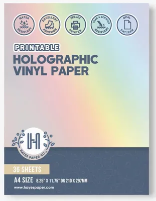 Imagen del producto de Papel adhesivo holográfico, formato A4, 36 hojas, para impresión con inyección de tinta
