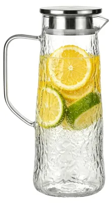 Glaskanne 1,5 l mit Deckel, hitzebeständig, Borosilikatglas