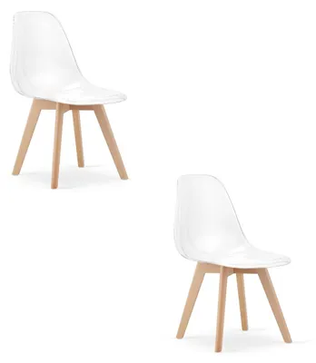 Image de Lot de 2 chaises Kito transparentes avec pieds en bois de hêtre
