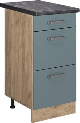 Image de Meuble cuisine Vicco R-Line Bleu-gris 40cm avec tiroirs, PT Anthracite, Model 46051