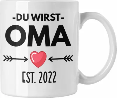 Produktbild von Trendation - Oma Du Wirst Oma 2022 Geschenk Schwangerschaft Verkünden Omi Überraschung Baby Kaffeetasse (Weiß)