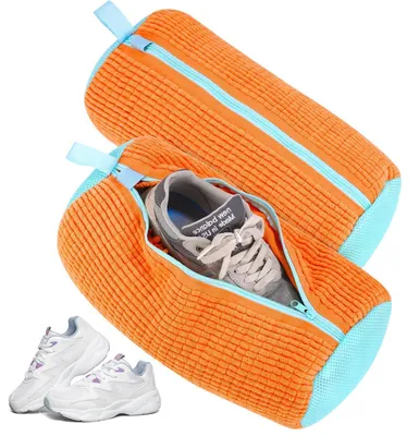 Produktbild von Schuhwaschbeutel 2 Stück mit 360° Reinigungsflaum Orange