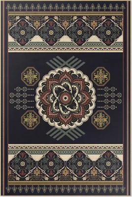 Produktbild von Bunte Ornamente Schwarz – Vinylteppich – 60x90 cm – Indoor Teppich – Flur – Pflegeleicht – Modern