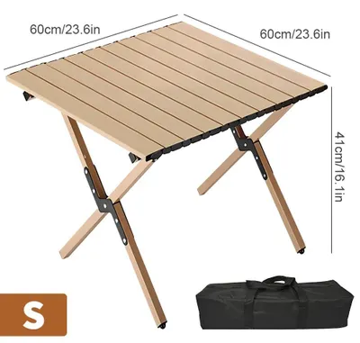 Produktbild von Klappbarer Campingtisch outdoor - Rolltisch für Camping und Picknick - Tragbar - Kohlenstoffstahl - Für 4 Personen - Mit Tragetasche - Größe S