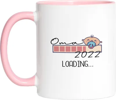 Produktbild von Kaffee-Tasse Oma Loading 2022 Tasse für werdende Omas Großmutter zur Geburt Enkel Enkelin Ich werde Oma Geschenk Geburt Ankündigung Schwangerschaft Pink