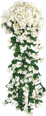 Image de Fleurs artificielles suspendues blanches lierre 1 pièce décorative pour le balcon