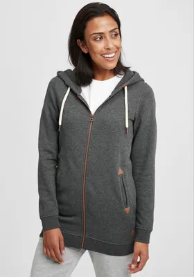 Produktbild von OXMO OXVicky Straight Sweat Zip-Hoodie Damen Sweatjacke Kapuzenjacke Hoodie mit Kapuze Kordel Eingrifftaschen Regular fit