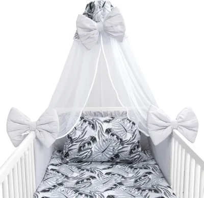 Produktbild von Amilian Babybettwäsche Set 7-teilig – Bettwäsche 100x135 cm, Kissen 40x60, Himmel, Nestchen – für Babybett/Gitterbett – Komplettset für Neugeborene