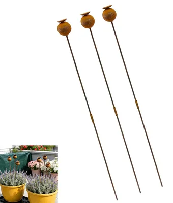 Produktbild von Metall Gartenstecker Blumen 3er Set Gartendeko Außenbereich, Blumenstecker für Garten, Rasen, Terrasse, Weg