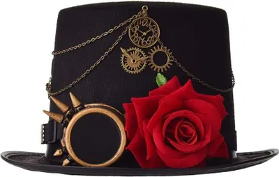 Produktbild von COSDREAMER Unisex Steampunk Zylinder Halloween Kostüm Hut mit Brille Schwarz