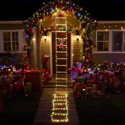 Produktbild von Jayseuw LED Weihnachtsmann und Leiter 3 M Lichterkette,Timer mit Fernbedienung für Weihnachtsdeko Fenster Weihnachtsfigur,Warmweiß