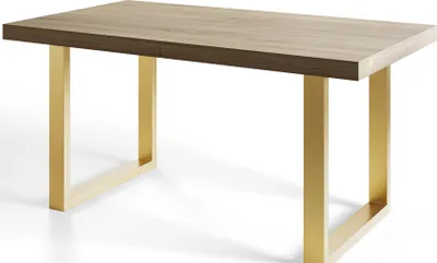 Obrázek produktu pro Alpi Moebel, obdélníkový jídelní stůl Loft-U, moderní stůl v industriálním stylu 140 x 80 x 77 cm, Sonoma se zlatými kovovými nohami