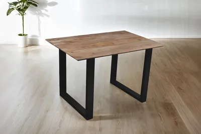 Produktbild von Esstisch 120x80cm Akazie massiv eichenfarben schweizer Kante U-Gestell schwarz DEAN