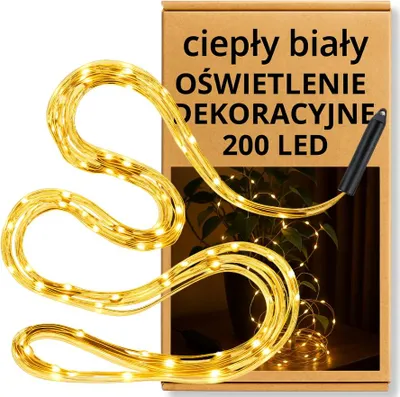 Zdjęcie produktu dla Anielskie włosie wodospad 200 LED dekoracyjne światełka ciepły biały