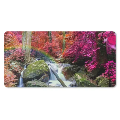 Produktbild von MuchoWow® Mauspad Mousepad Regenbogen - Wasserfall - Bäume - Steine - Moos 60x30 cm - Mousepads - Maus Mat - Pad - Mausunterlage - Nachhaltig
