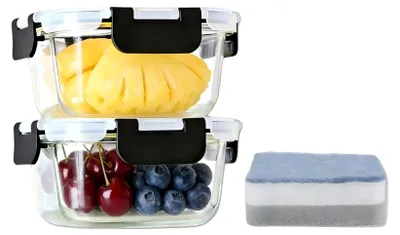 Immagine prodotto di Contenitori per alimenti, senza BPA, con coperchi ermetici, capacità 520 ml