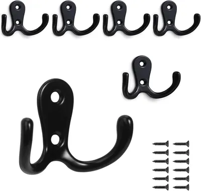 Immagine prodotto di Set di 6 ganci a forma di "L" per appendiabiti, realizzati in metallo, da montare a parete